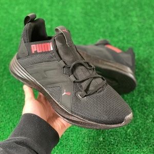 Puma Softride Mid Top Mens Athletic Gym Shoes Black Red 376489-01 NEW Size 9.5